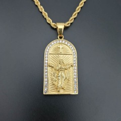 NS1147 New 18K gold plated stainless steel box chain cross necklace, charm stainless steel CZ cross pendant men necklace