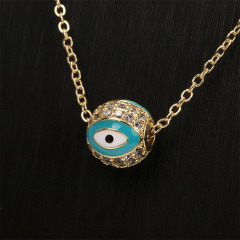 NZ1302 18K Gold Enamel Turkish Evil Eyes Ball Stainless Steel Chain Protection Necklace