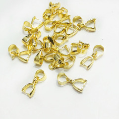 JF0744 Necklace Findings Gold Pendant Pinch Bails Charm Pinch Bails, Clip Connectors for Pendants