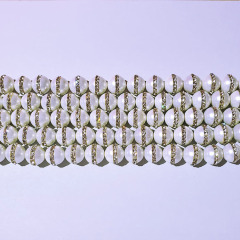 SP4229 Wholesale Strand String Beads Crystal Diamond Paved White Shell Pearl Loose Beads