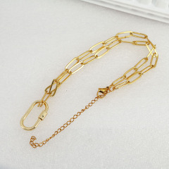 NZ1073 Dainty Jewelry Chic Gold Cubic Zirconia CZ Micro Pave Carabiner Clasp Buckle Lock Pendant Paper Clip Chain Necklace
