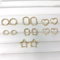 EM1141 Hot Sale 18K Gold Plated Round Rectangle Heart Star huggie earrings, Brass Metal huggie earrings jewelry for women