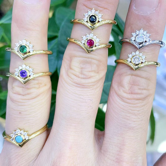 RM1292 Unique Chic 18k Gold Plated CZ Mirco Pave Engagement Solitaire Ring, Round Diamond Wedding Ring, Bridal Promise Rings