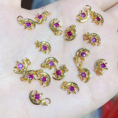 CZ8446 Chic mini minimalist gold plated micro pave cz starfish fish crescent moon and star celestial charms pendants