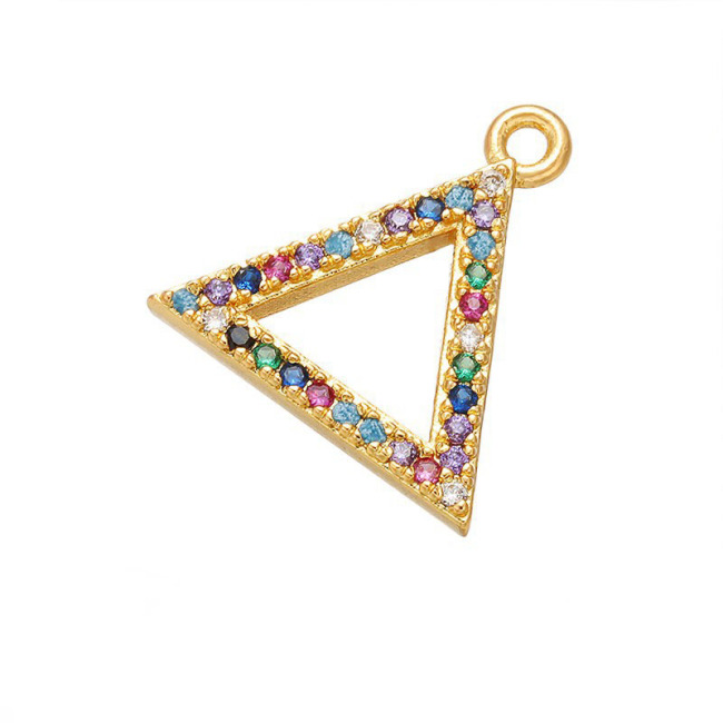 CZ7750 Dainty Mini Gold Rainbow CZ Micro Pave Crescent Geometric Charm Pendants for Bracelet Charm