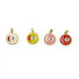 CZ8454 Rainbow Enamel Multicolor CZ Zircon Micro Pave Evil Eyes and Moon on Disc Round Charm Pendant for Necklace Jewelry Making