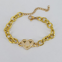 BC1409 Trendy Women Bracelet Fashion 18k Gold plated Charm Chain Heart Bracelet