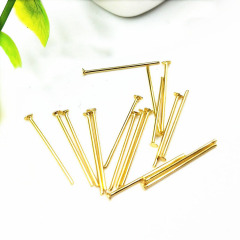 S1074,Gold Stainless Steel Jewelry Findings Accessories Supplies Gold Plated Stainless Steel Flat Head Pins Headpins