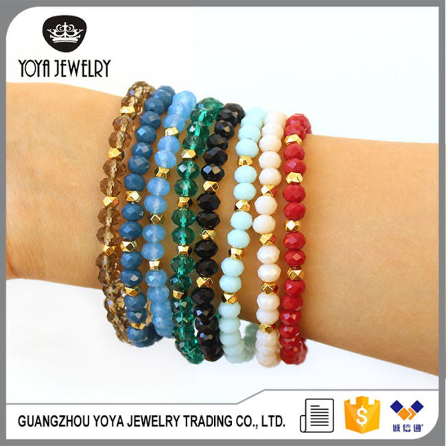 BRP1479 Hot sale dainty gold accent & crystal beaded bracelets,stackable stacking bracelet