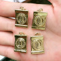 JS1496 Christian Jewelry Supplies Charms,Small 18k Gold Plated The Virgin Mary Coin Jesus Medal Charms