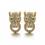 EC1144 Trendy Cute Gold CZ Lleopard Head Stud Earrings,Dainty CZ Diamond Panther Head Charm Studs