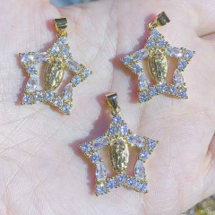 CZ8470 18k Gold Plated White CZ Micro virgen de guadalupe Pendants Virgin of Guadalupe Our lady of Guadalupe PENDANTS