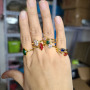 RM1321 Fashion CZ paved 18k Gold Plated Marquise Square Diamond Cubic Zirconia CZ Micro Pave Solitaire Rings  for Ladies