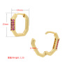 EC1752 Trendy Colour Enamel Rectangle Gold Cuff Ladies Earring ,Fashion Earrings Chunky Thick  Hoop CZ Pave Earrings For Women
