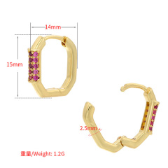 EC1752 Trendy Colour Enamel Rectangle Gold Cuff Ladies Earring ,Fashion Earrings Chunky Thick Hoop CZ Pave Earrings For Women