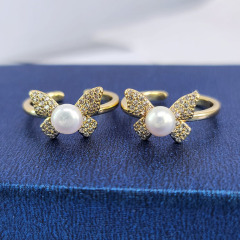 RM1303 Gold Silver Plated Minimalist Micro Pave CZ Insect Butterfly Dragonfly Bee Bird Animal and Pearl Open Rings