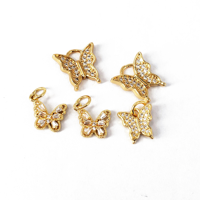 CZ8128 Lovely minimal minimalist diamond zircon mirco cz pave Insect butterfly charm pendant