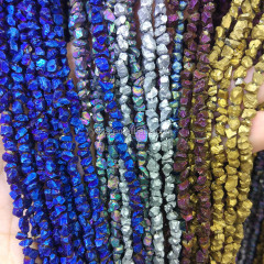 PB1124 Natural mystic titanium silver blue rainbow gold purple plated rough pyrite nuggets freeform chips beads