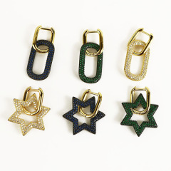 EC1646  Hot Sale  CZ micro pave earrings,multicolor oval star heart hoop huggie earrings jewelry for women