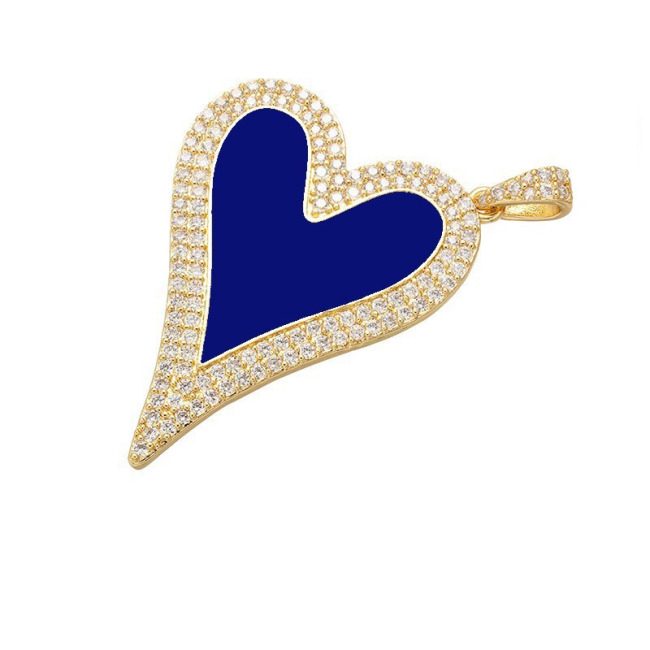 CZ8092 Multicolor Bling Crystal CZ Enamel Heart Charm Necklace Pendant, Enamel CZ Pave Heart Pendant