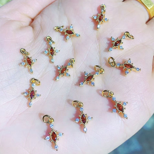 CZ8270 Dainty Mini Small Multicolor Cubic Zirconia Heart Charm,Tiny Rainbow CZ Fruit Evil Eyes Charm Pendant for Jewelry making
