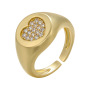 RM1236 Brass Metal Rainbow CZ diamond micro pave heart adjustable cuff Rings