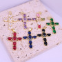 CZ8531 Fine 18K Gold Plated Crystal CZ Diamond Pave Cross Charm Pendants,Cubic Zirconia Inlaid Cross Catholic Pendant