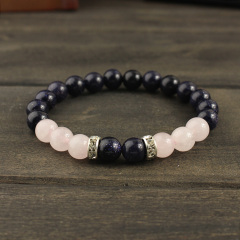 BRP1560 Popular blue goldstone bracelet with rose quartz,genuine stone bracelet jewelry for women