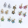 EC1640 New Mini Small Chic Rainbow 18k Gold Plated Zircon CZ Micro Star Charm Huggie Earring