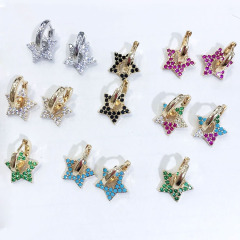 EC1640 New Mini Small Chic Rainbow 18k Gold Plated Zircon CZ Micro Star Charm Huggie Earring EC1640 New Mini Small Chic Rainbow 18k Gold Plated Zircon CZ Micro Star Charm Huggie Earring