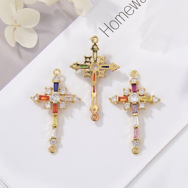 CZ8146  CZ Zircon Micro Pave Cross Charm Pendant  Diamond Necklace For Jewelry