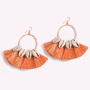 ET1062 High Quality Handmade Chic Shiny Silk Tassel Cowrie Shell Earrings Hoop Earrings