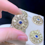 CZ8282 CZ Micro Pave Assorted Evil Eyes Disc Pendant,Diamond Inlay Disc Charm Pendant, Cubic Zirconia Hamsa Hand Pave Pendants