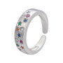 RM1235 fashion Brass Metal colored star heart square CZ diamond micro pave cuff Rings