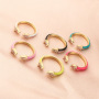 RM1269 Hot Selling Simple Chic Colorful Enamel Rainbow Double Teardrop Cubic Zirconia CZ  Open Rings for Ladies Women