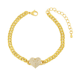 BC1335 Fashion Gold plated Brass CZ Micro Pave wrist Ladies chain bracelet heart and butterfly charm women copper bracelet