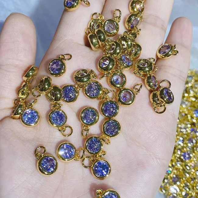 CZ8459 18K Gold Plated CZ Cubic Zirconia Pave Round Circle Charms ,Mini Round Charm Pendant For Necklace Earring Jewelry Making