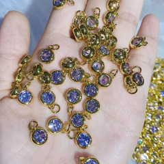 CZ8459 18K Gold Plated CZ Cubic Zirconia Pave Round Circle Charms ,Mini Round Charm Pendant For Necklace Earring Jewelry Making