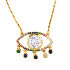 NZ1218 trendy rainbow big gemstone  evil eyes charms Pendant Necklaces for lady