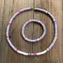 S11044 Chic Polymer Clay Heishi Beaded Surfer Necklace and Bracelet Jewelry Set