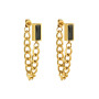 ES1110 2022 New Dainty Chic Fashion Stainless Steel Gold CZ Baguette Tassel Fringe Chain Eveyday Earrings for Women