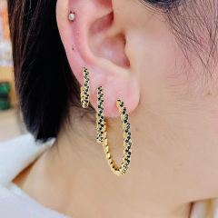EC1807 New Chic 18k Gold Plated Rainbow Zircon Cubic Zirconia CZ Micro Pave Twist Hoops Earring for Women EC1807 New Chic 18k Gold Plated Rainbow Zircon Cubic Zirconia CZ Micro Pave Twist Hoops Earring for Women