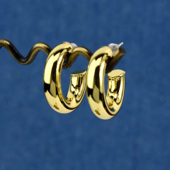 EM1121 Big Chunky 18k Gold Plated Brass Hoop Earrings for Women Ladies