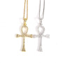 NZ1093 CZ micro pave Elegant Ankh Cross Chain necklace, Gold Ankh Cross Pendant Necklace