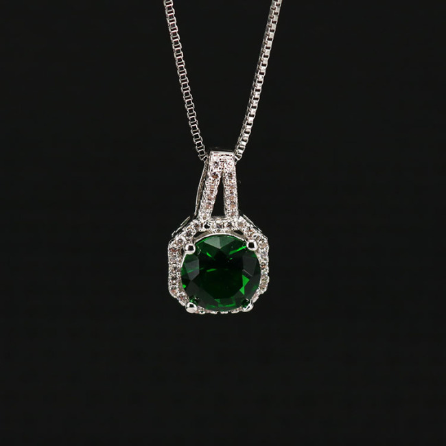 NZ1077 Bling Jewelry Diamond Jewelry Chic Cubic Zirconia CZ Micro Pave Square Shape Pendant Necklace