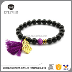 BN1030C fashion agate tassel bracelet palm charm gemstone elastic women bracelet