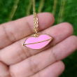 Pink lip necklace