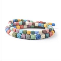 LB1075 Wholesale Rainbow Lava Cylinder Beads,Multicolor Lava Beads,Mixed Rock Gemstone Column Beads