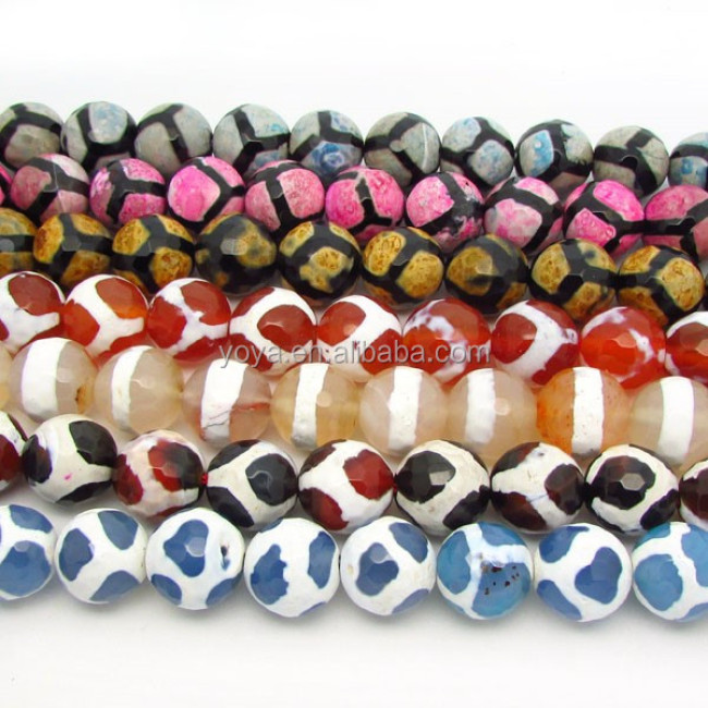 AB0129 Wholesale Faceted Tibetan Dzi Beads ,Tibetan Agate Dzi Beads