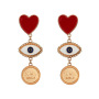 EM1101 Popular Metal Enamel Evil Evileye Eye Heart Charm Hoop Designer Drop Earrings for Women Girls